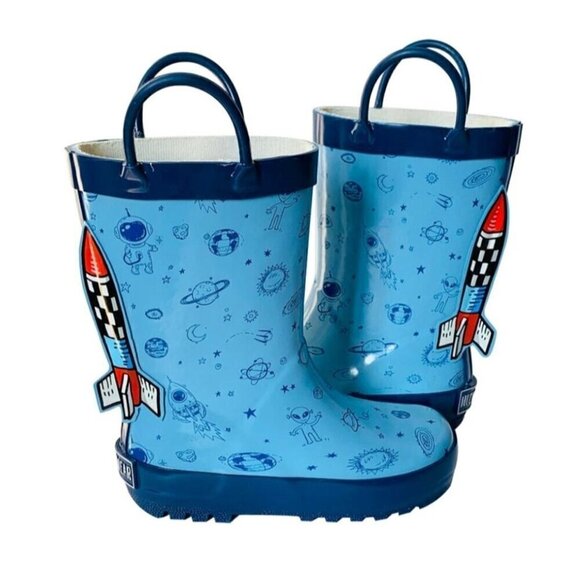 Mucky Wear  size 4T Kids' Rain boots Rocket 3 D  Space planets New - Picture 1 of 10